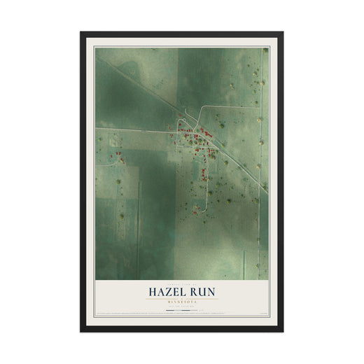 Map of Hazel Run, Minnesota, 12 x 18 inch print in a black wood frame