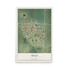 Map of Hills, Minnesota, 12 x 18 inch unframed archival matte print