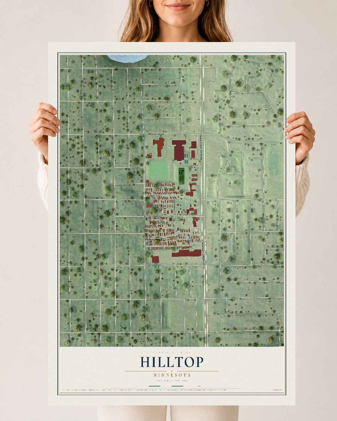 Map of Hilltop, Minnesota, 24 x 36 inch unframed archival matte print