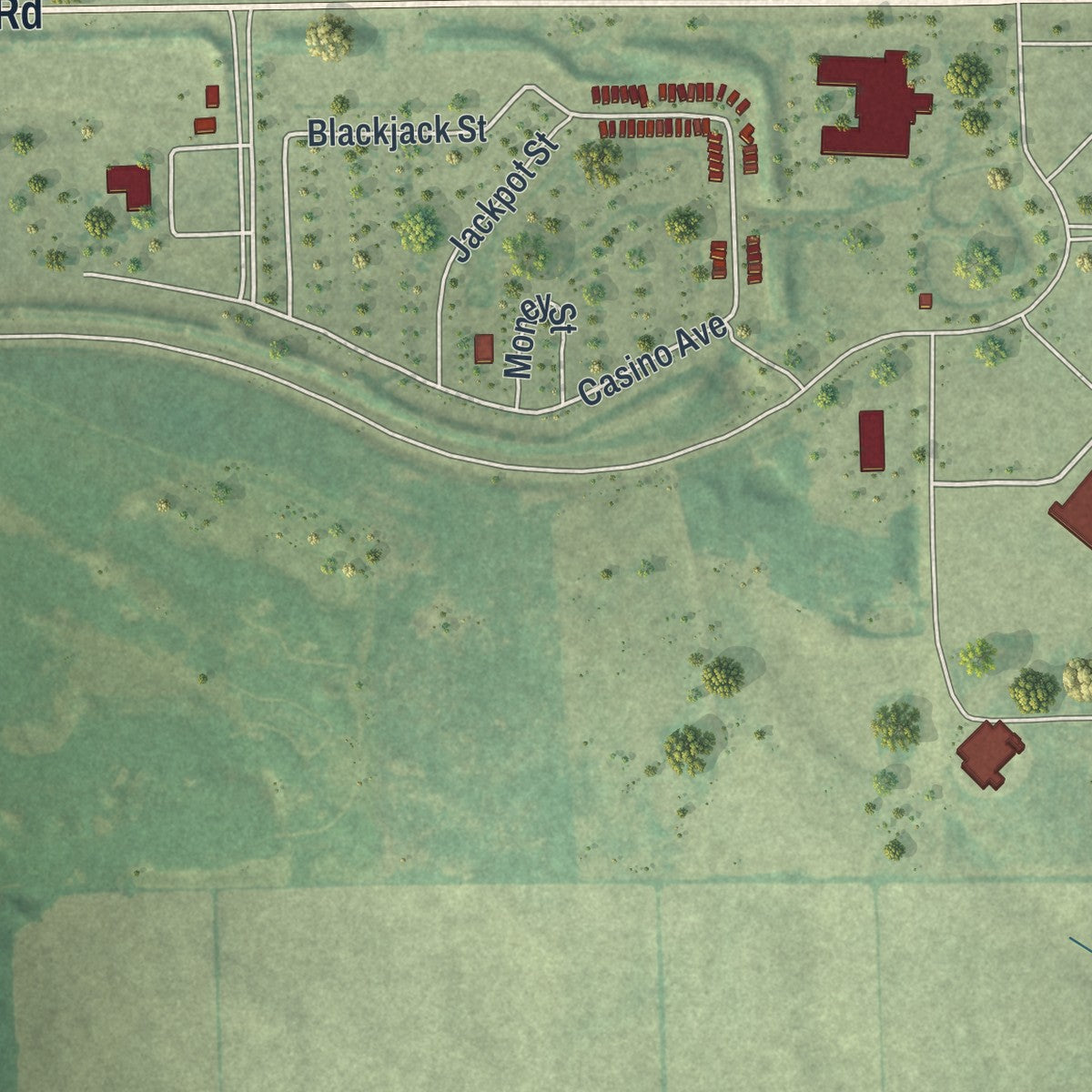 Second close-up of the map of Hinckley, Minnesota print showing more streets and buildings