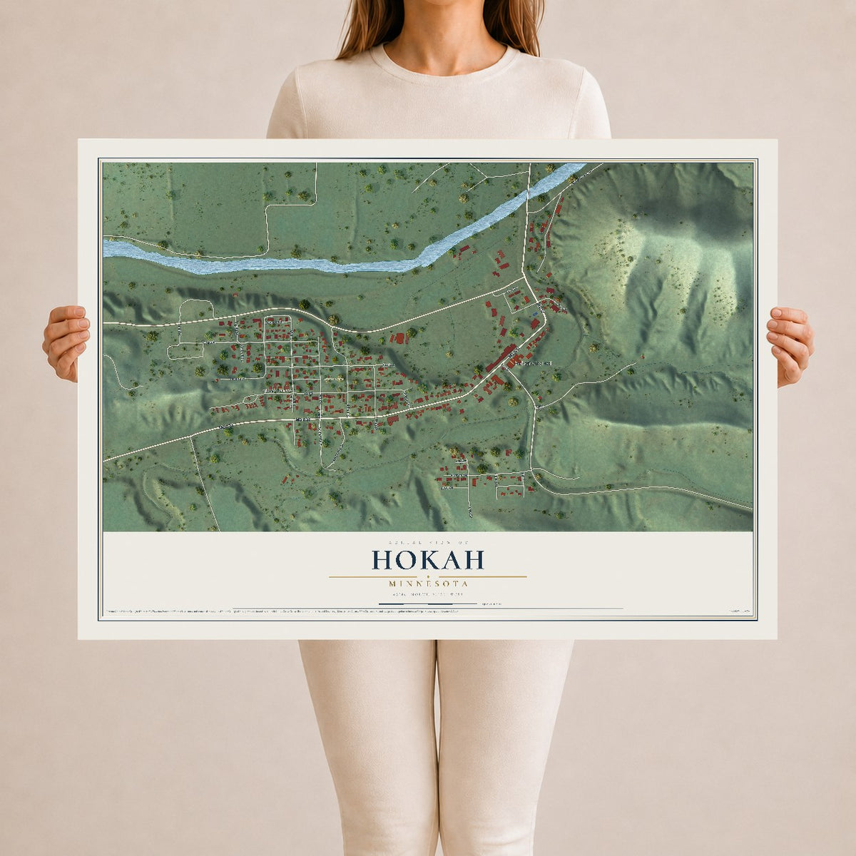Map of Hokah, Minnesota, 24 x 36 inch unframed archival matte print