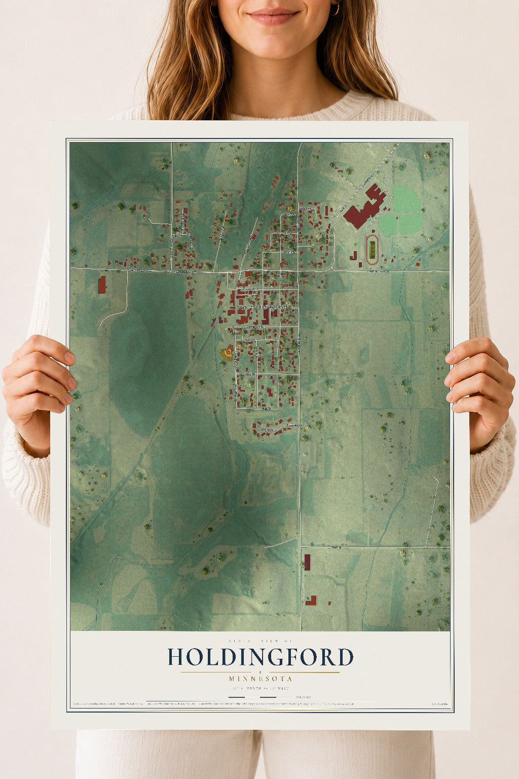 Map of Holdingford, Minnesota, 18 x 24 inch unframed archival matte print