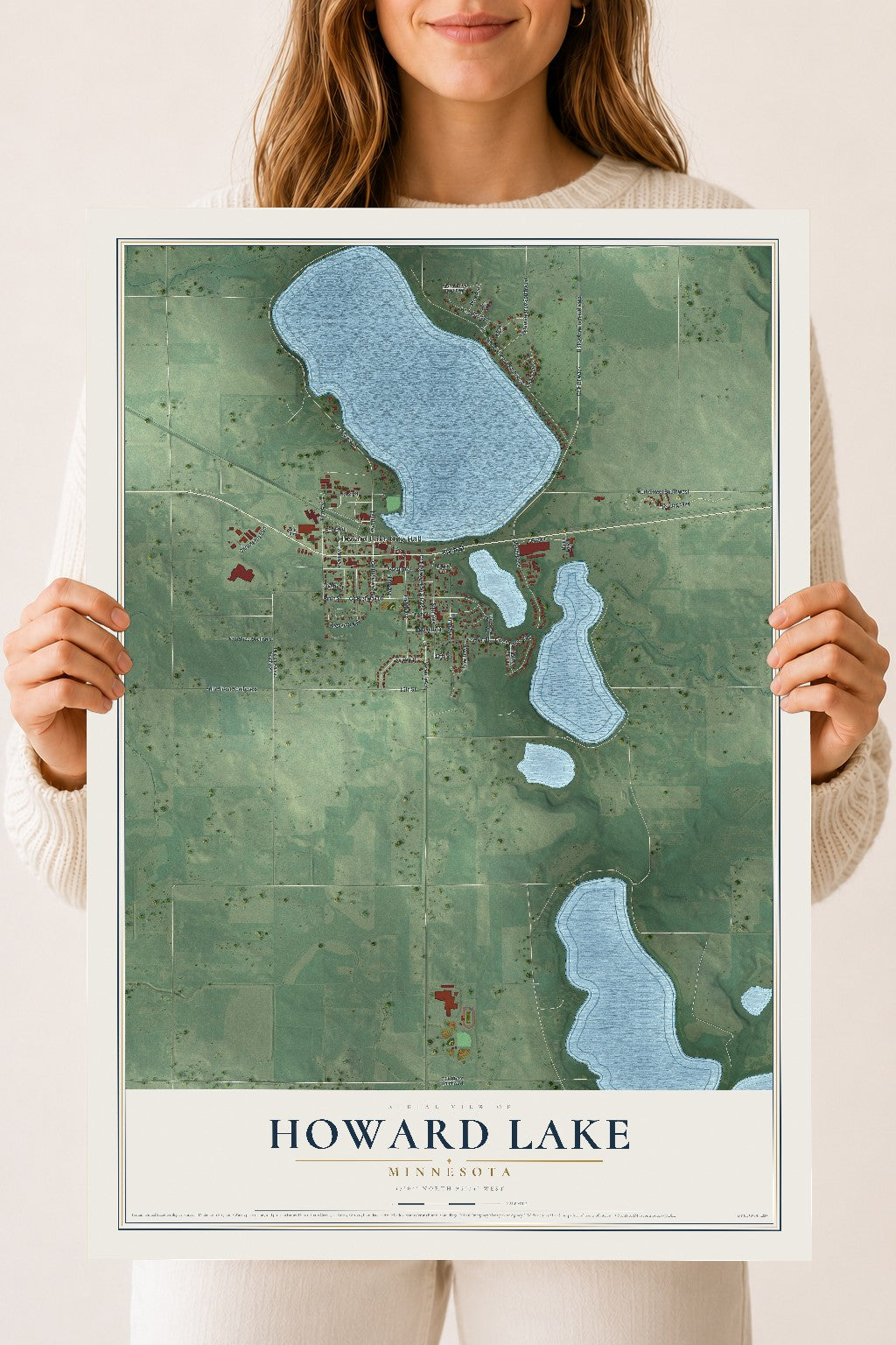 Map of Howard Lake, Minnesota, 18 x 24 inch unframed archival matte print