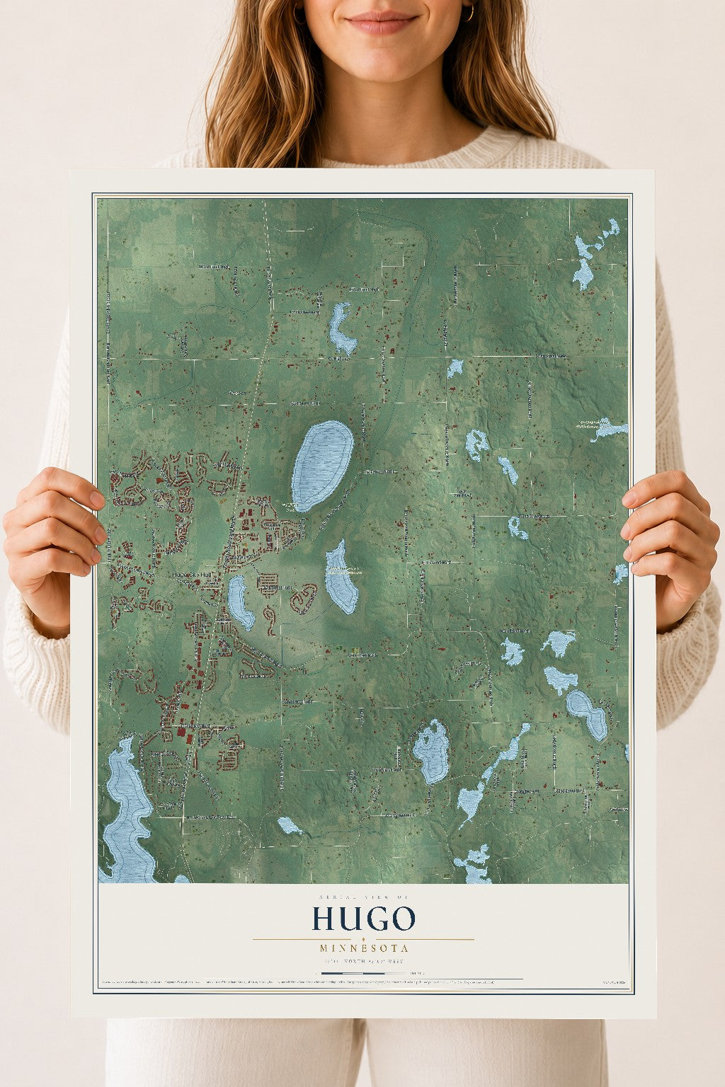 Map of Hugo, Minnesota, 18 x 24 inch unframed archival matte print