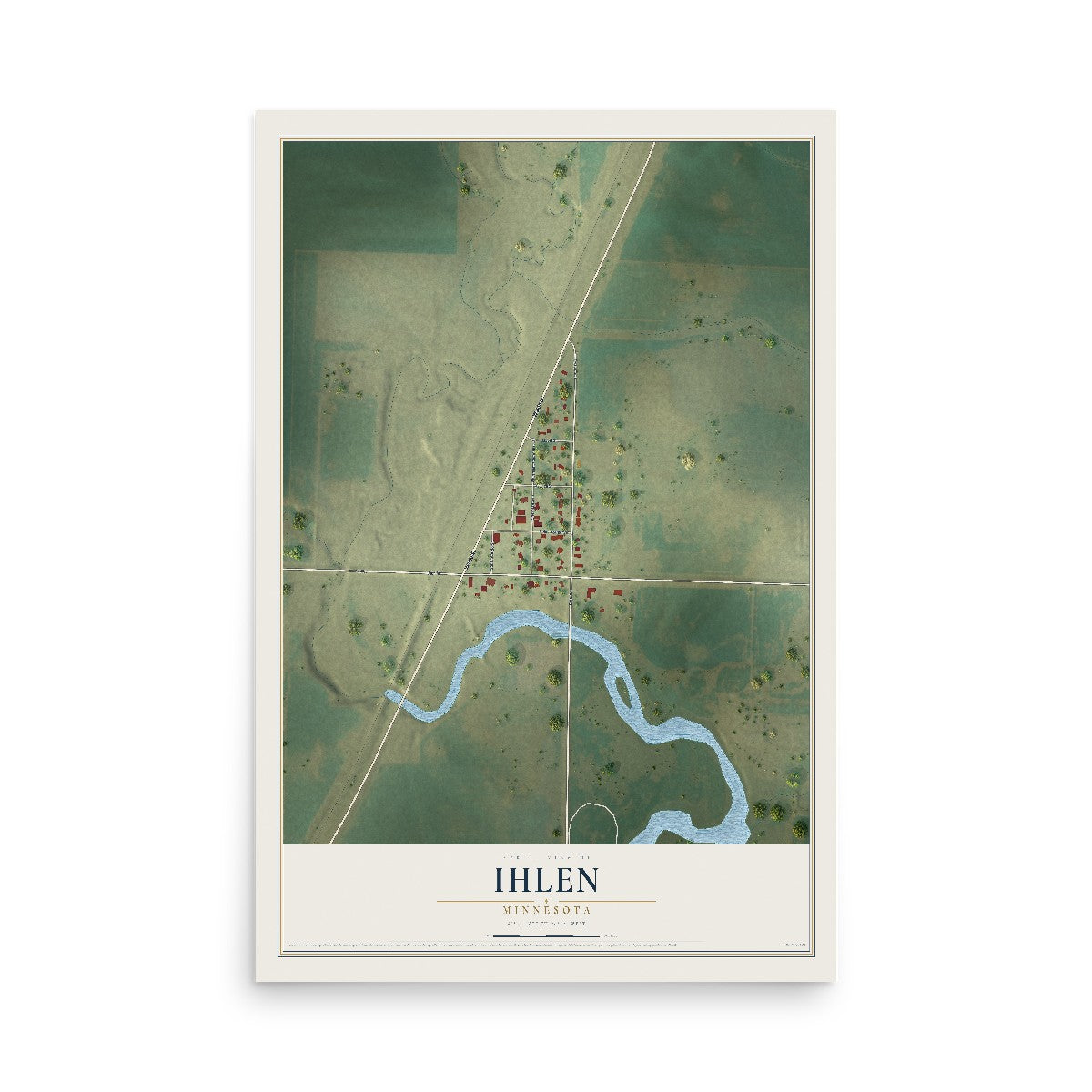 Map of Ihlen, Minnesota, 12 x 18 inch unframed archival matte print