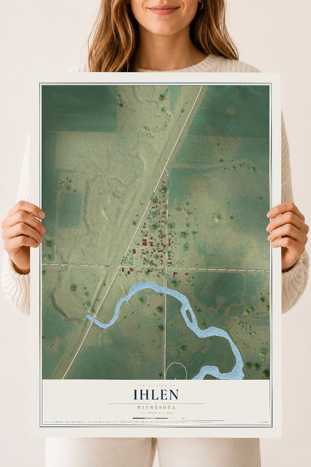 Map of Ihlen, Minnesota, 18 x 24 inch unframed archival matte print