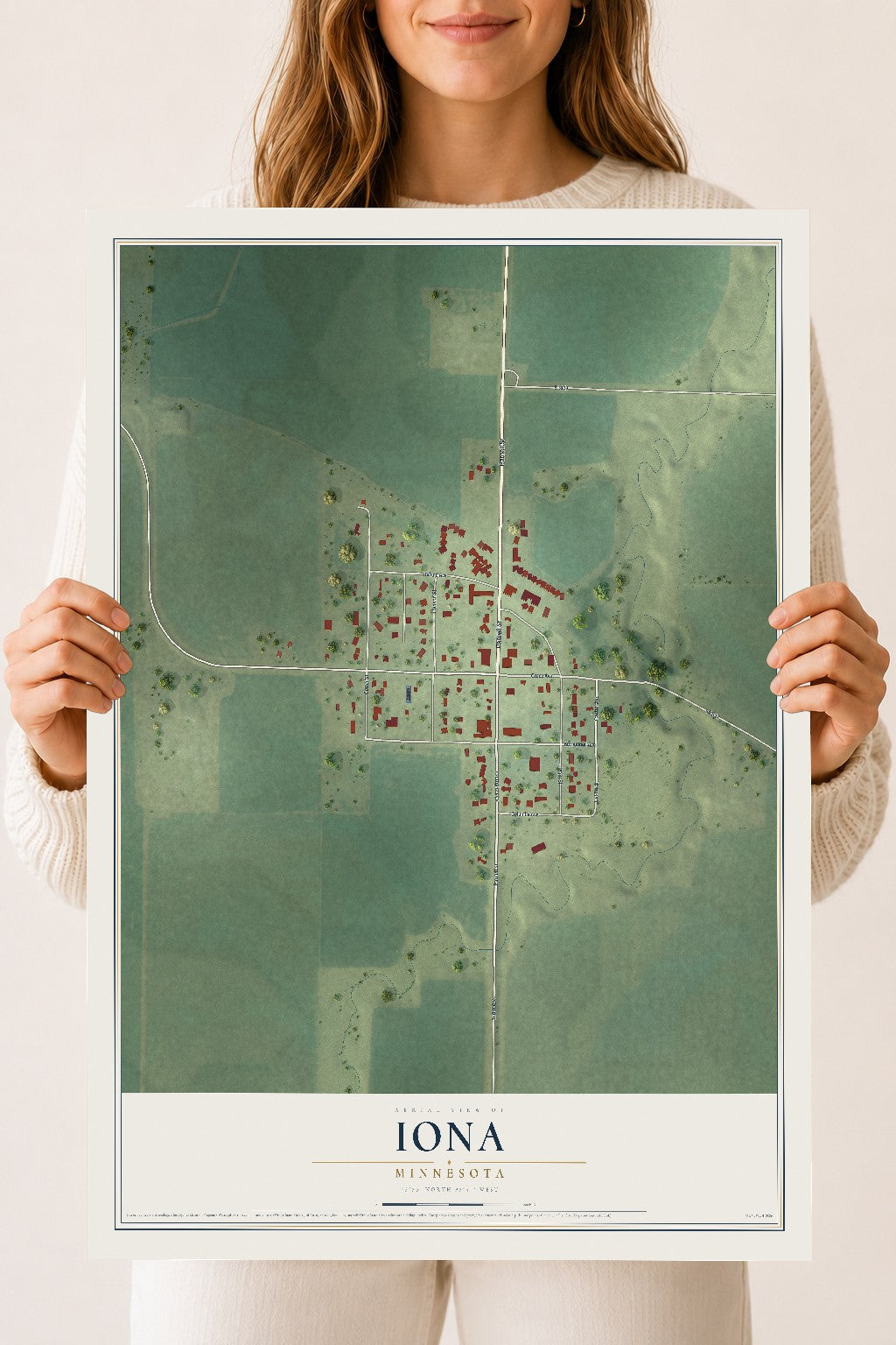 Map of Iona, Minnesota, 18 x 24 inch unframed archival matte print