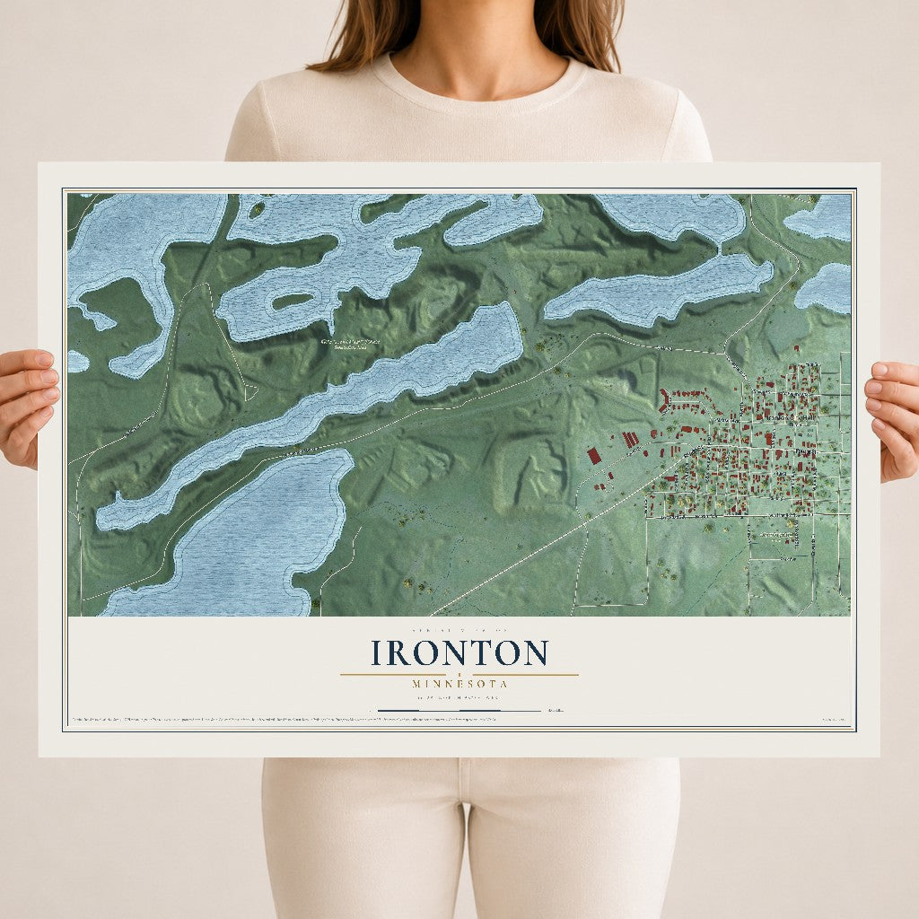 Map of Ironton, Minnesota, 18 x 24 inch unframed archival matte print