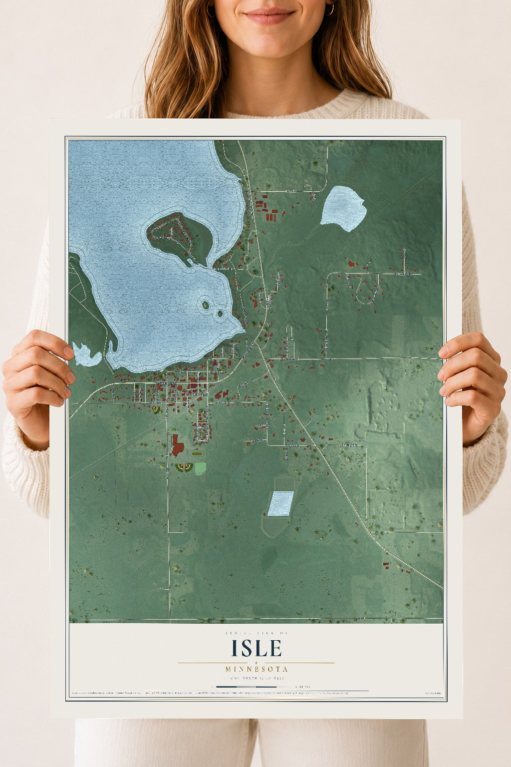 Map of Isle, Minnesota, 18 x 24 inch unframed archival matte print