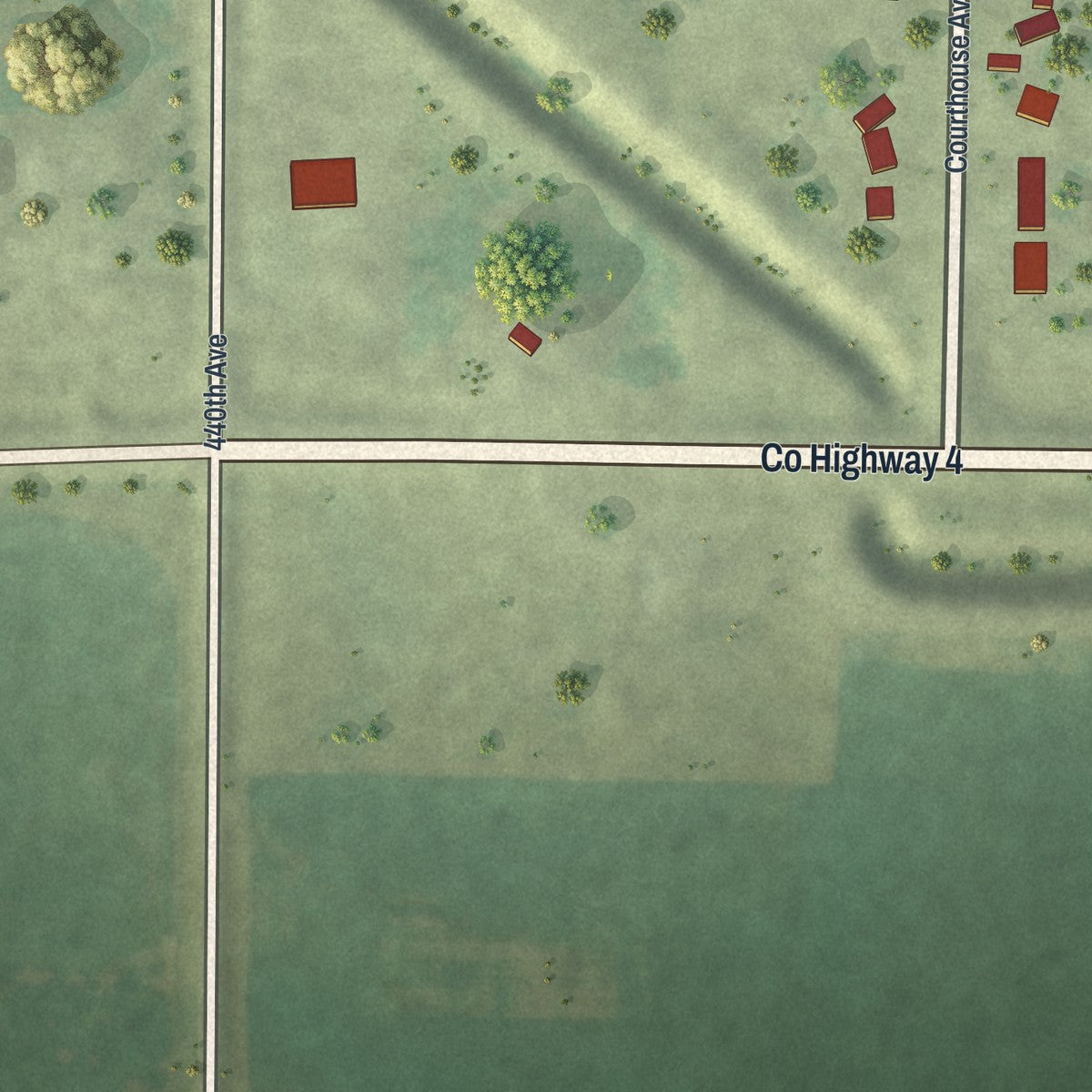 Second close-up of the map of Jeffers, Minnesota print showing more streets and buildings