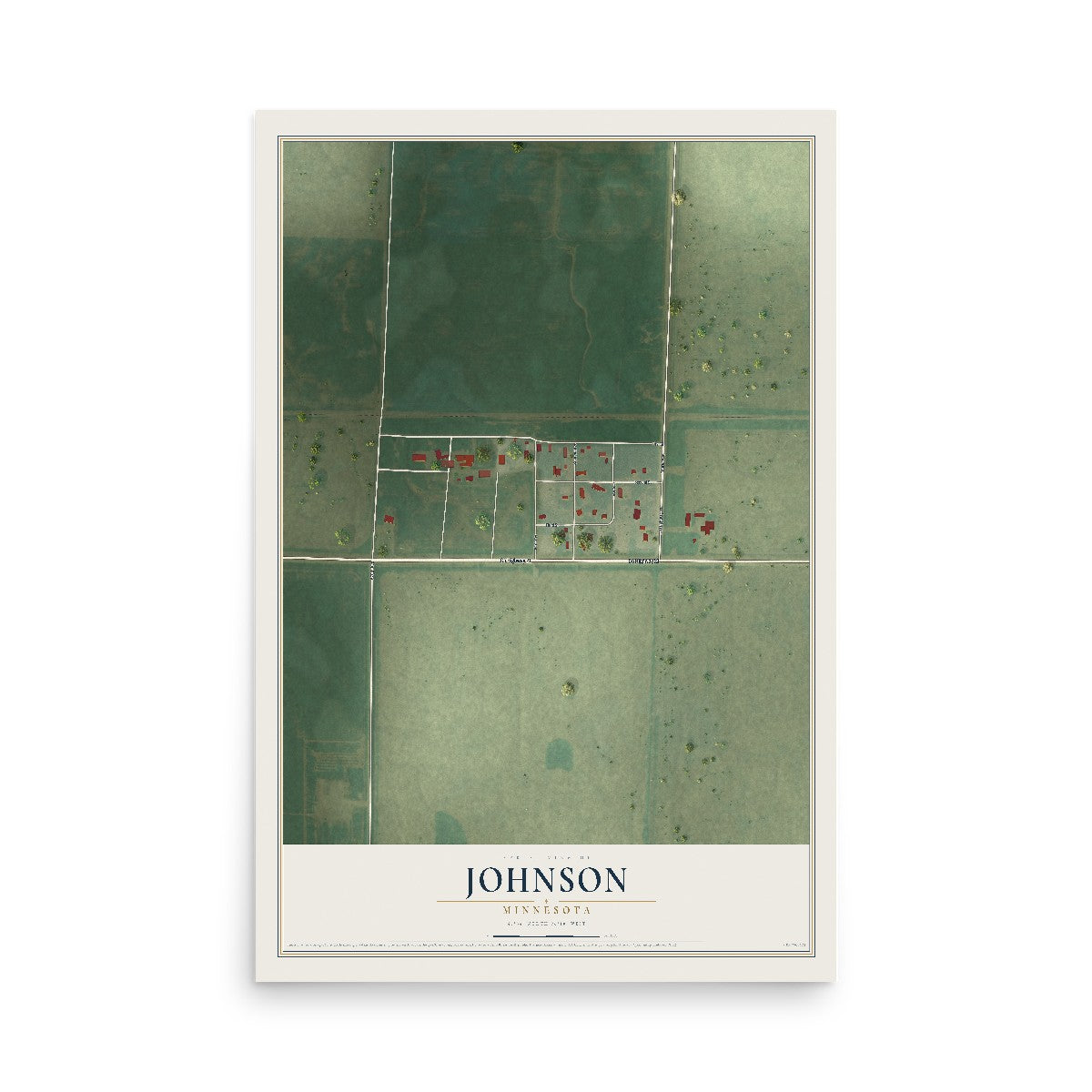 Map of Johnson, Minnesota, 12 x 18 inch unframed archival matte print