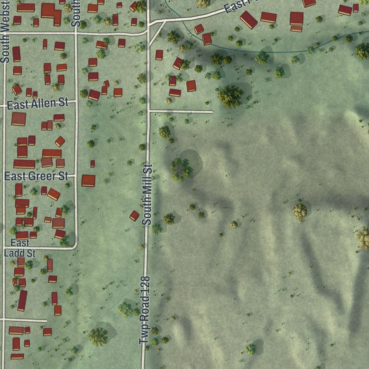 Second close-up of the map of Kasota, Minnesota print showing more streets and buildings