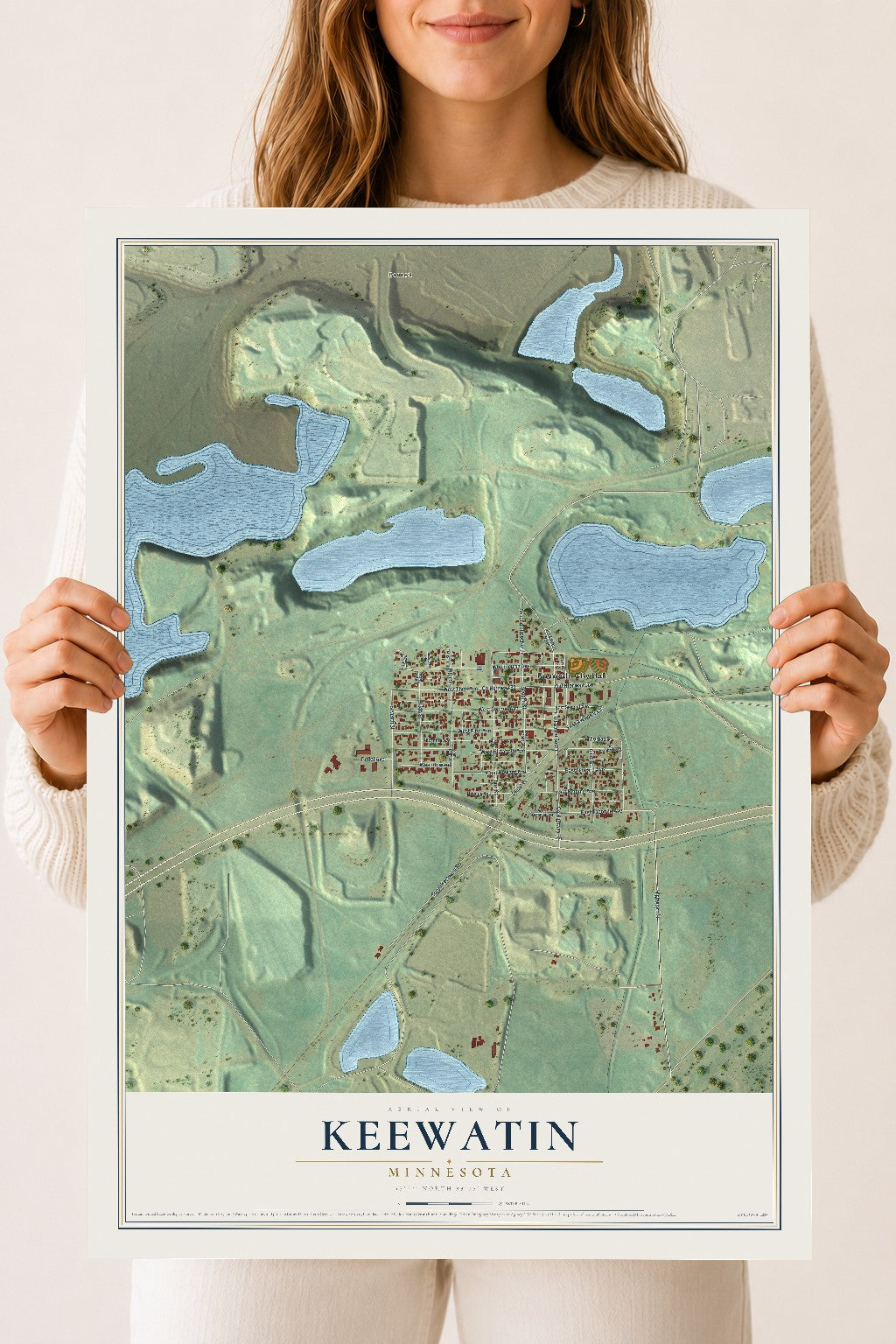 Map of Keewatin, Minnesota, 18 x 24 inch unframed archival matte print