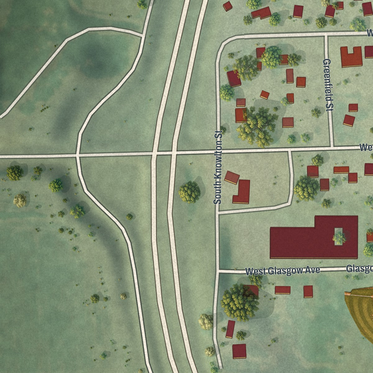 Second close-up of the map of Kellogg, Minnesota print showing more streets and buildings