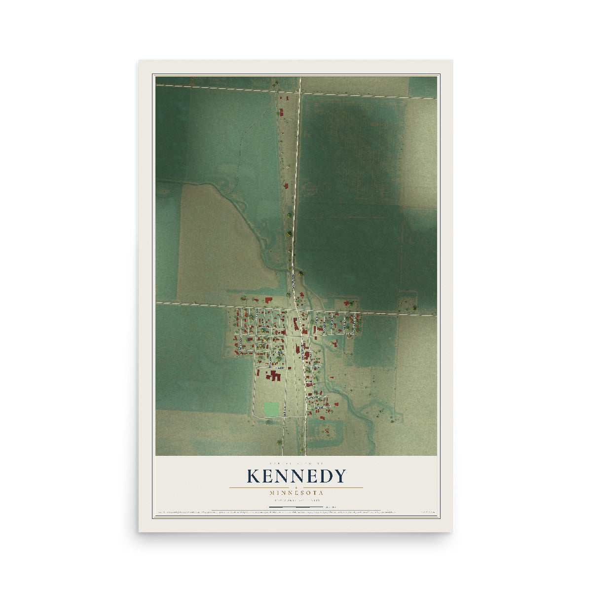 Map of Kennedy, Minnesota, 12 x 18 inch unframed archival matte print