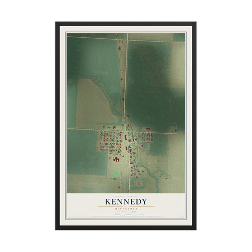 Map of Kennedy, Minnesota, 12 x 18 inch print in a black wood frame