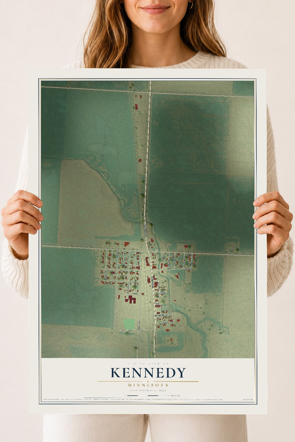 Map of Kennedy, Minnesota, 18 x 24 inch unframed archival matte print