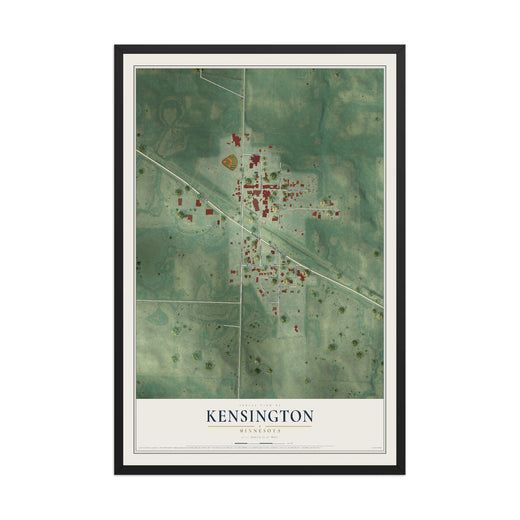 Map of Kensington, Minnesota, 12 x 18 inch print in a black wood frame