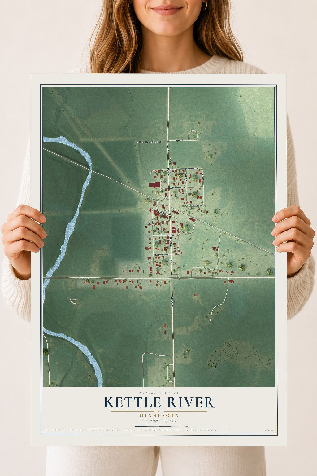 Map of Kettle River, Minnesota, 18 x 24 inch unframed archival matte print