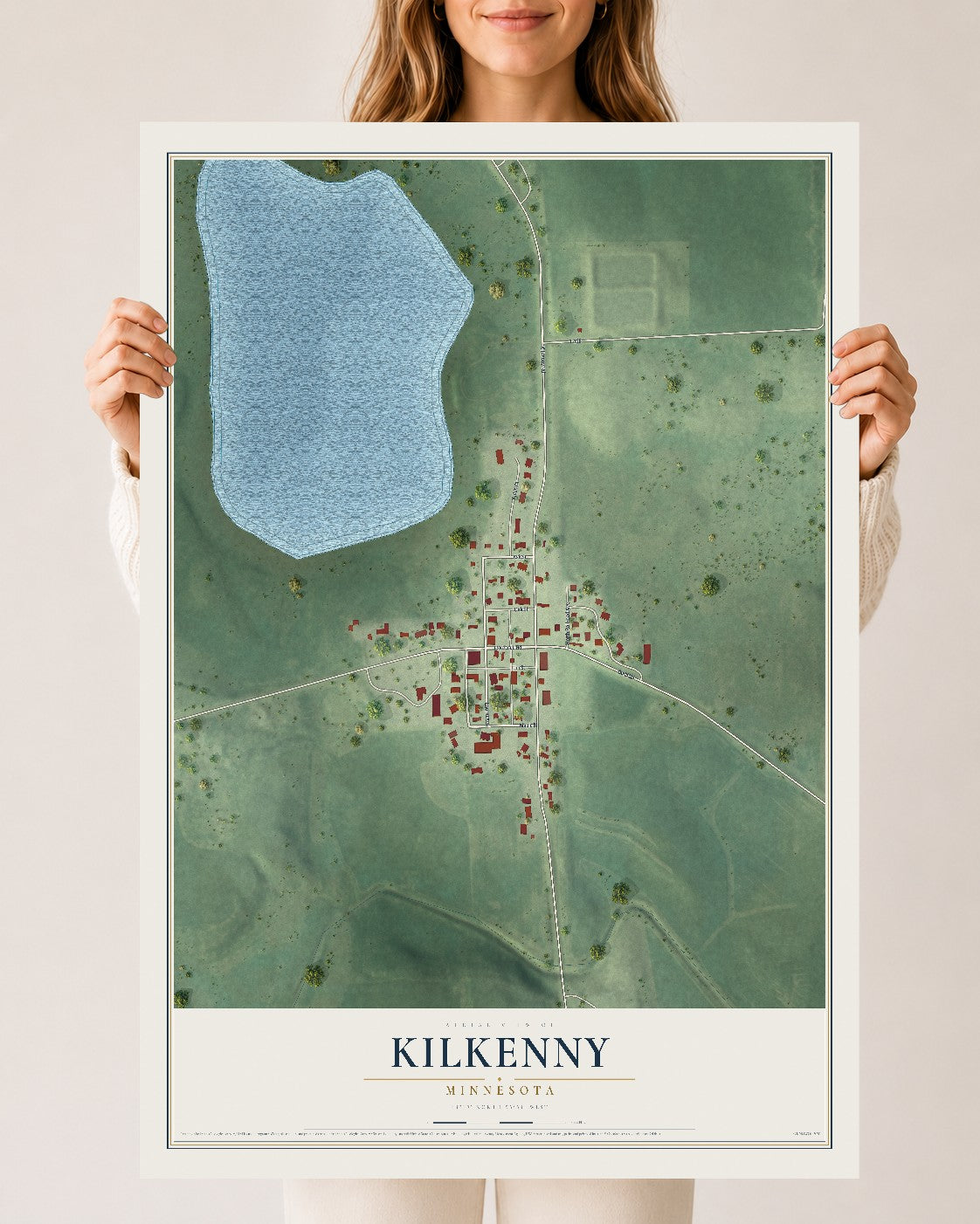 Map of Kilkenny, Minnesota, 24 x 36 inch unframed archival matte print