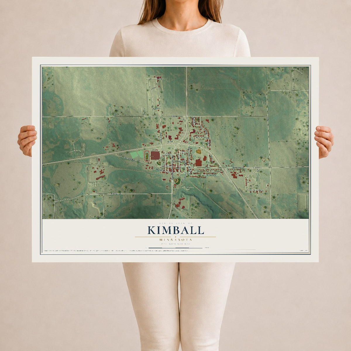 Map of Kimball, Minnesota, 24 x 36 inch unframed archival matte print