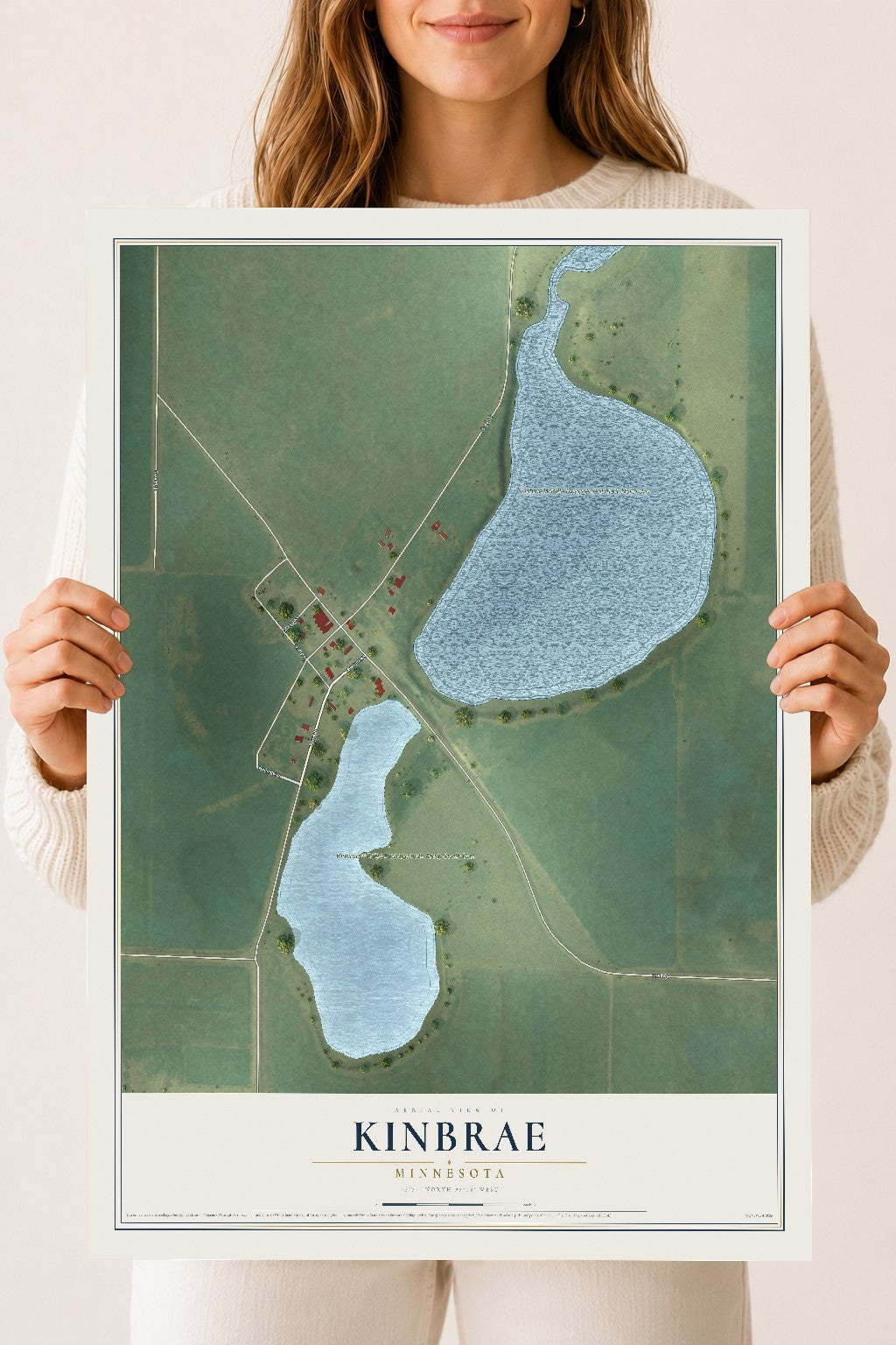Map of Kinbrae, Minnesota, 18 x 24 inch unframed archival matte print