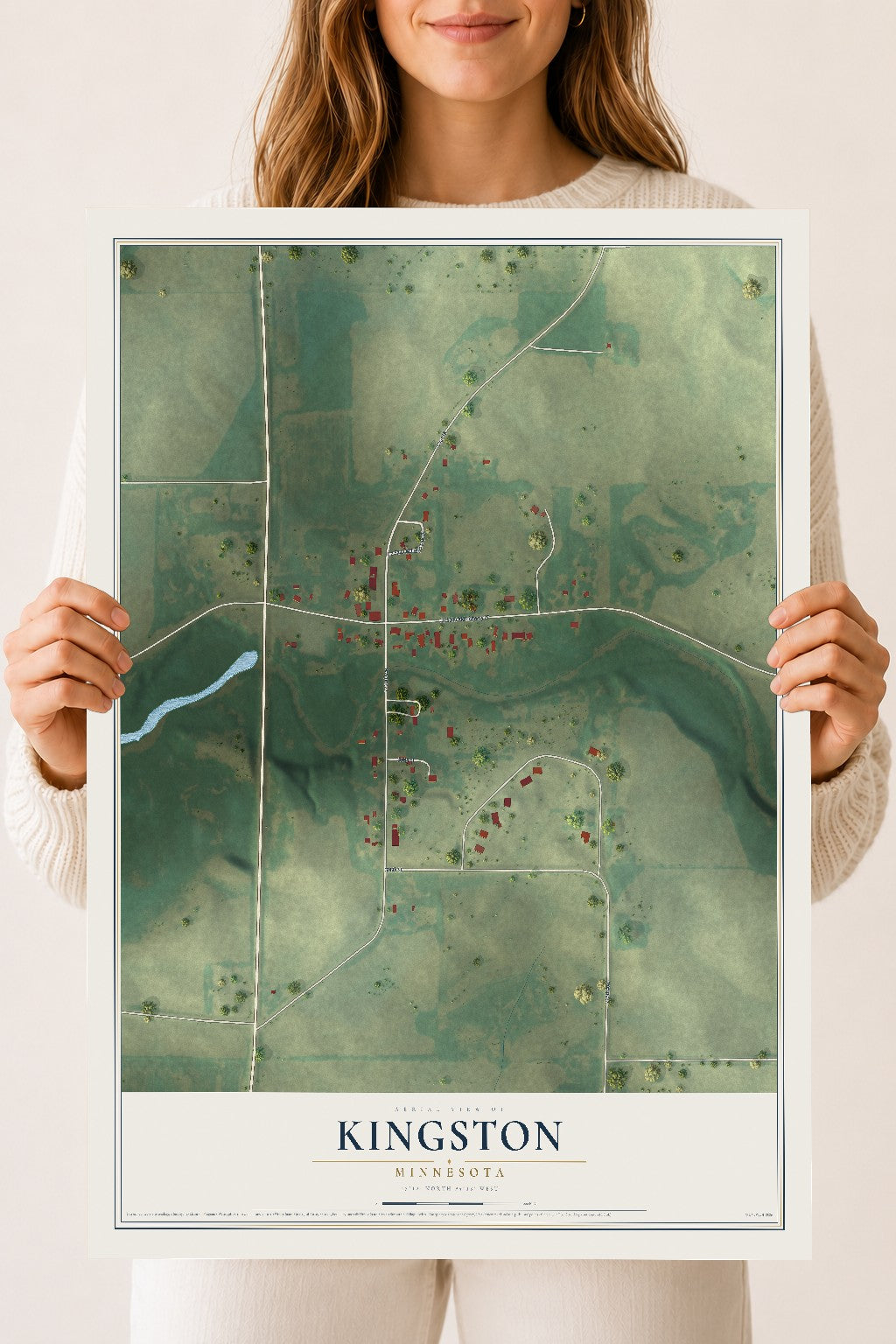 Map of Kingston, Minnesota, 18 x 24 inch unframed archival matte print