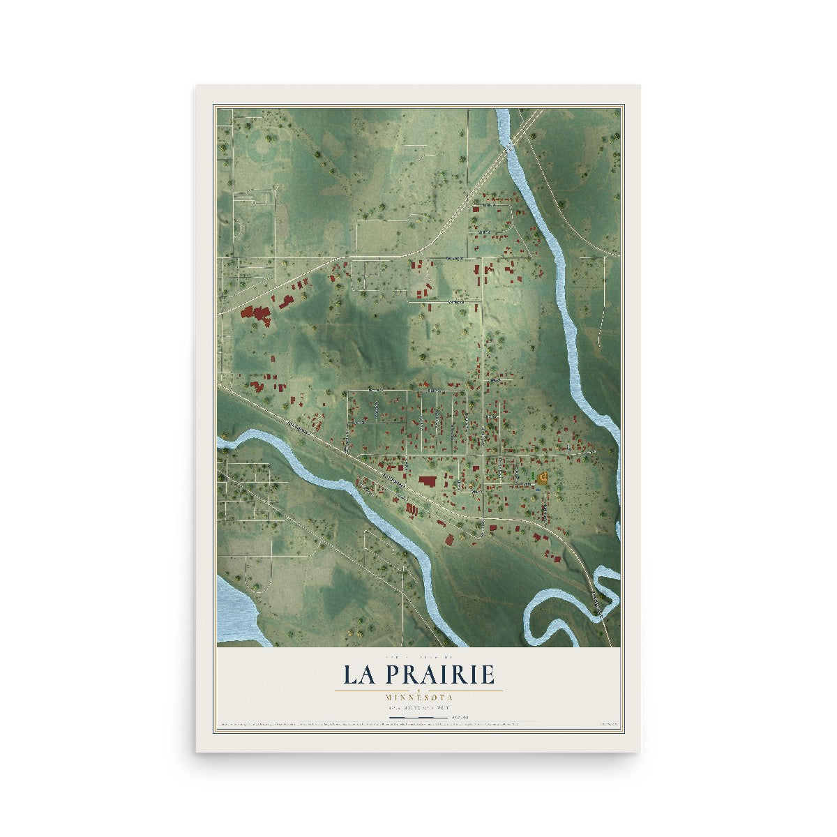 Map of La Prairie, Minnesota, 12 x 18 inch unframed archival matte print