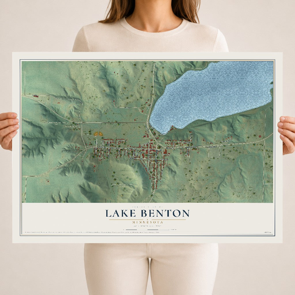 Map of Lake Benton, Minnesota, 18 x 24 inch unframed archival matte print