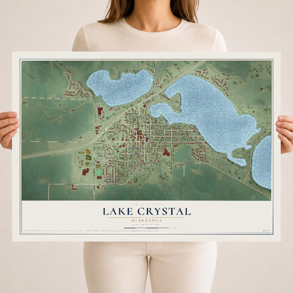 Map of Lake Crystal, Minnesota, 18 x 24 inch unframed archival matte print