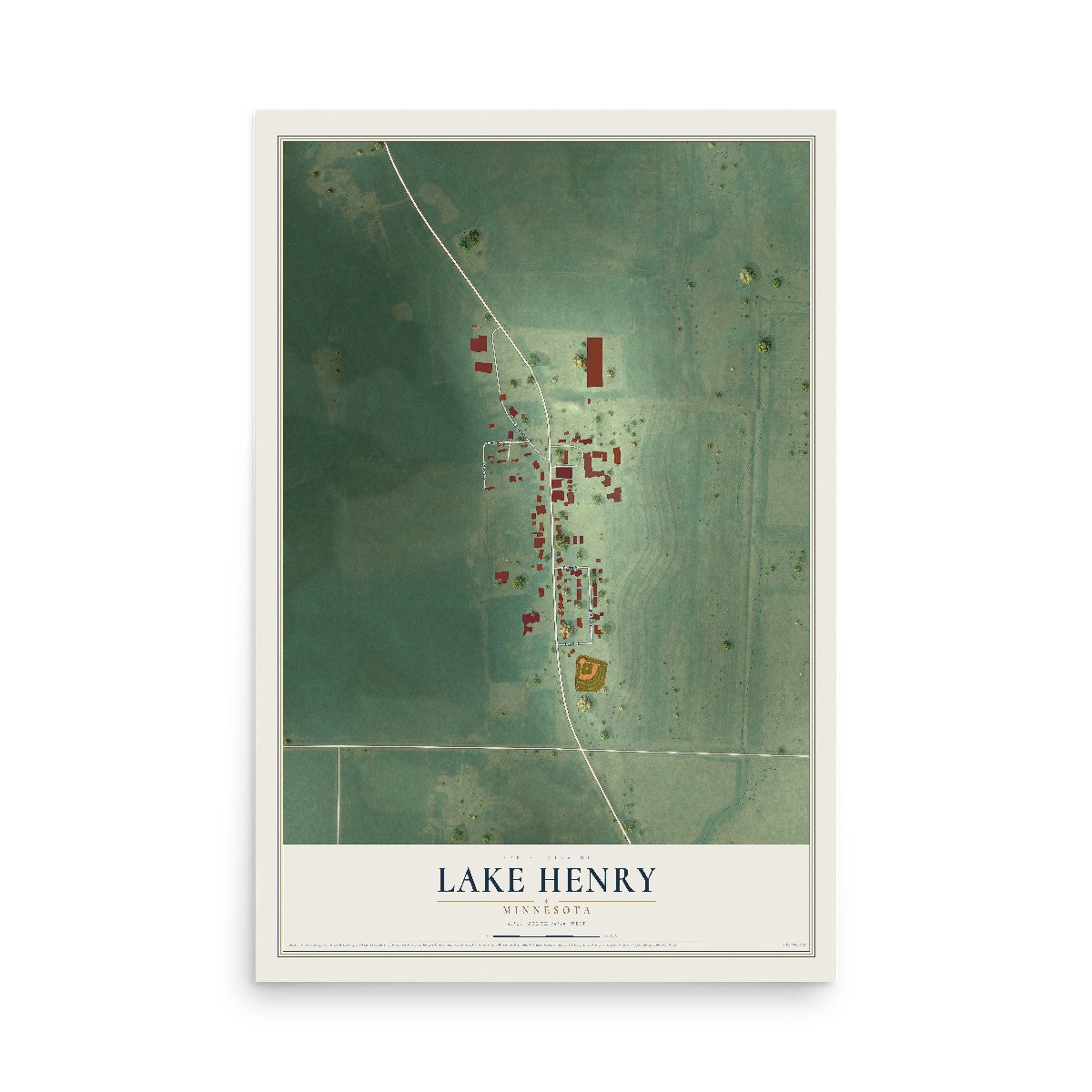 Map of Lake Henry, Minnesota, 12 x 18 inch unframed archival matte print