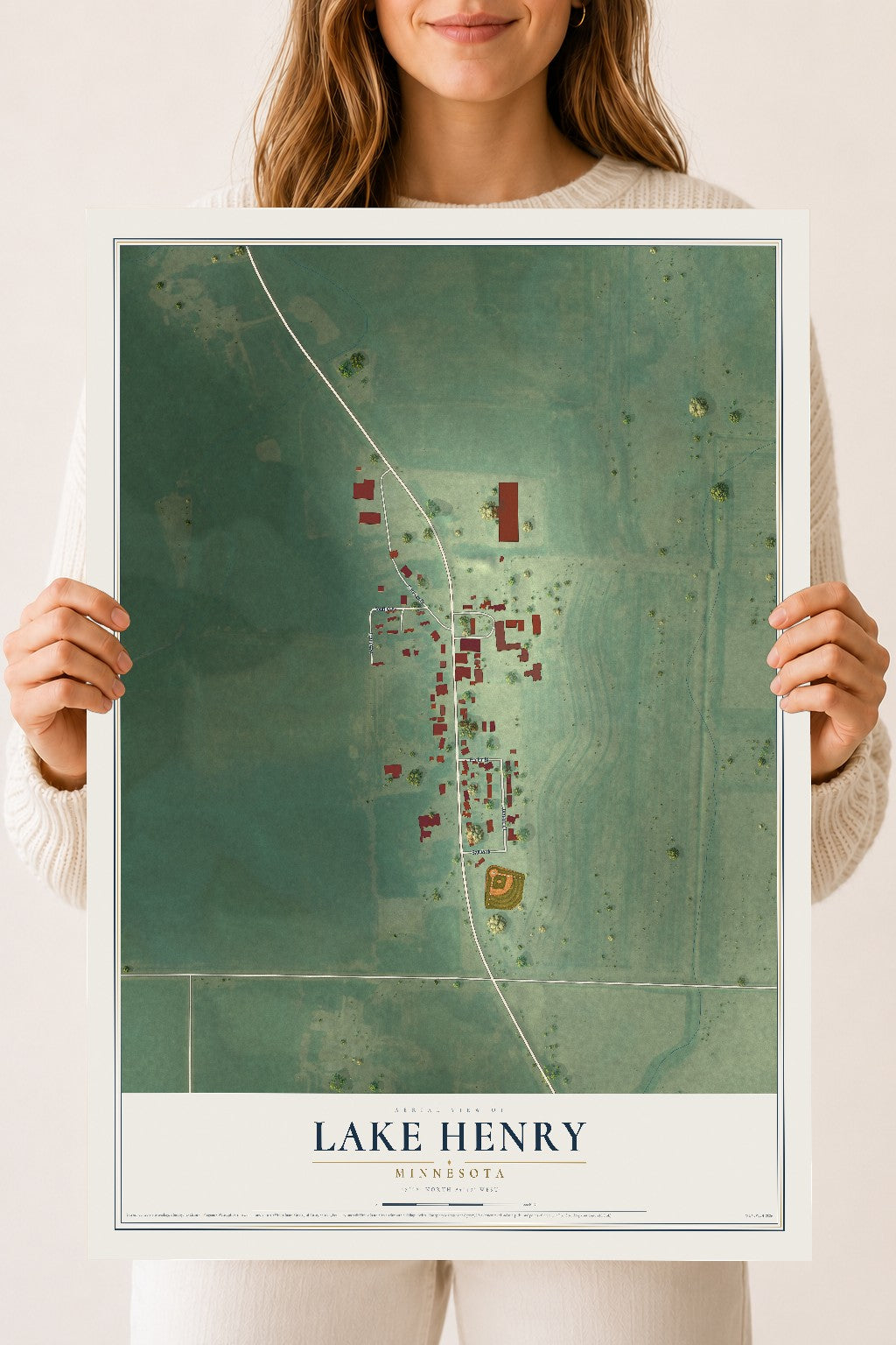 Map of Lake Henry, Minnesota, 18 x 24 inch unframed archival matte print
