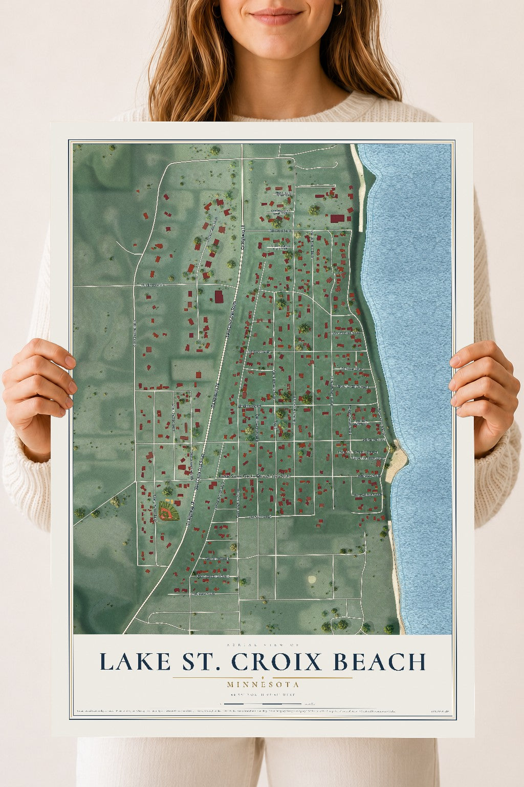Map of Lake St. Croix Beach, Minnesota, 18 x 24 inch unframed archival matte print