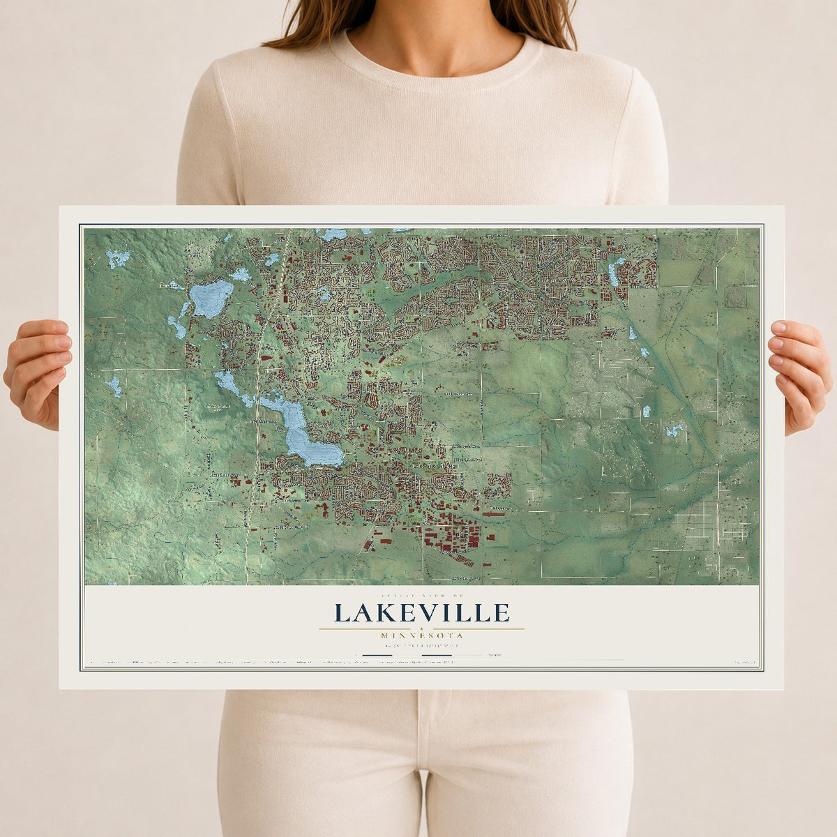 Map of Lakeville, Minnesota, 12 x 18 inch unframed archival matte print