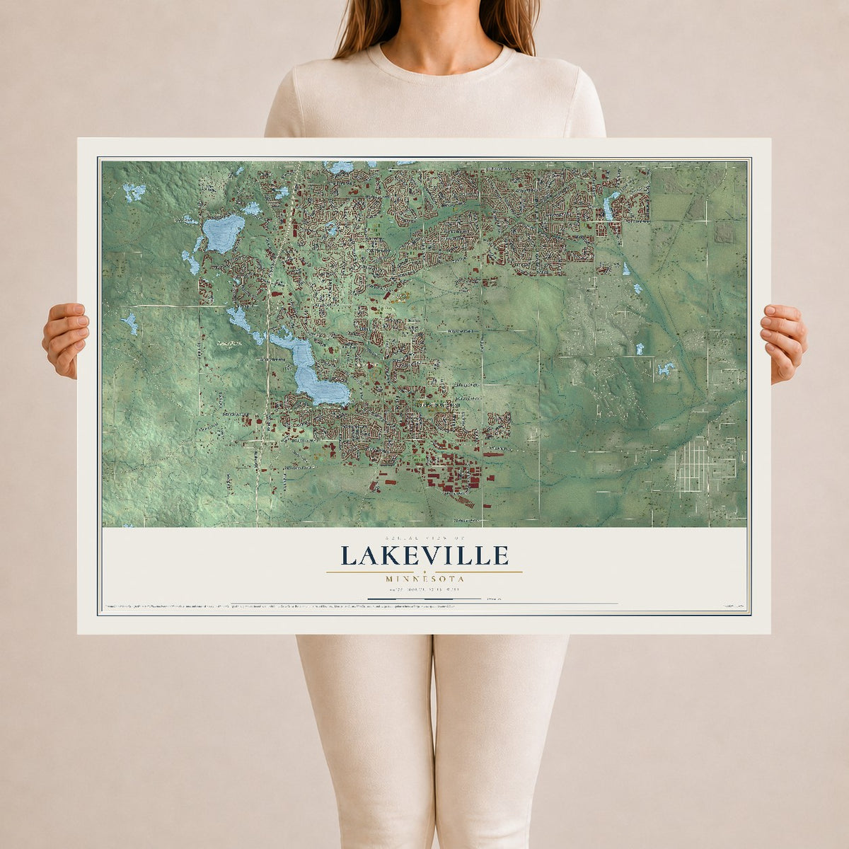 Map of Lakeville, Minnesota, 24 x 36 inch unframed archival matte print