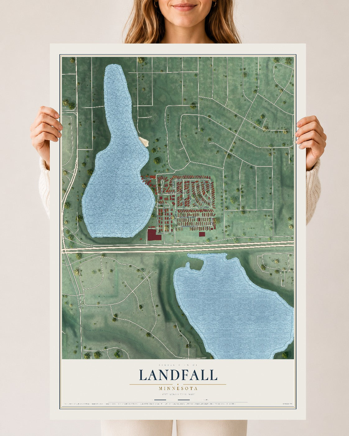 Map of Landfall, Minnesota, 24 x 36 inch unframed archival matte print