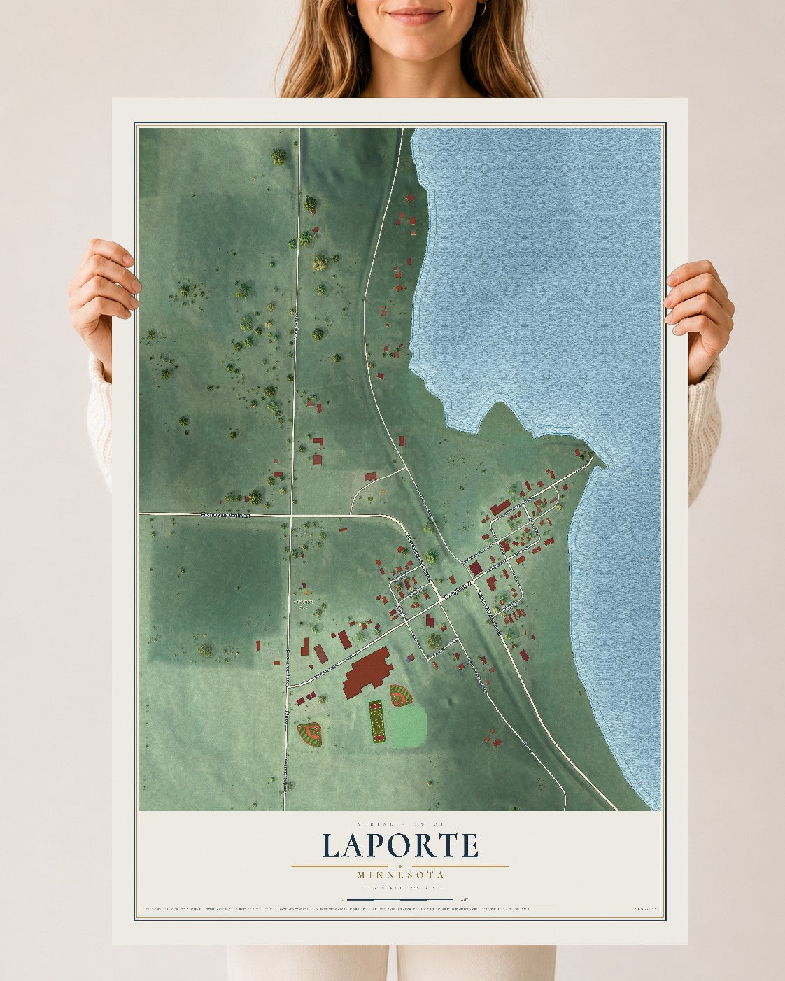 Map of Laporte, Minnesota, 24 x 36 inch unframed archival matte print