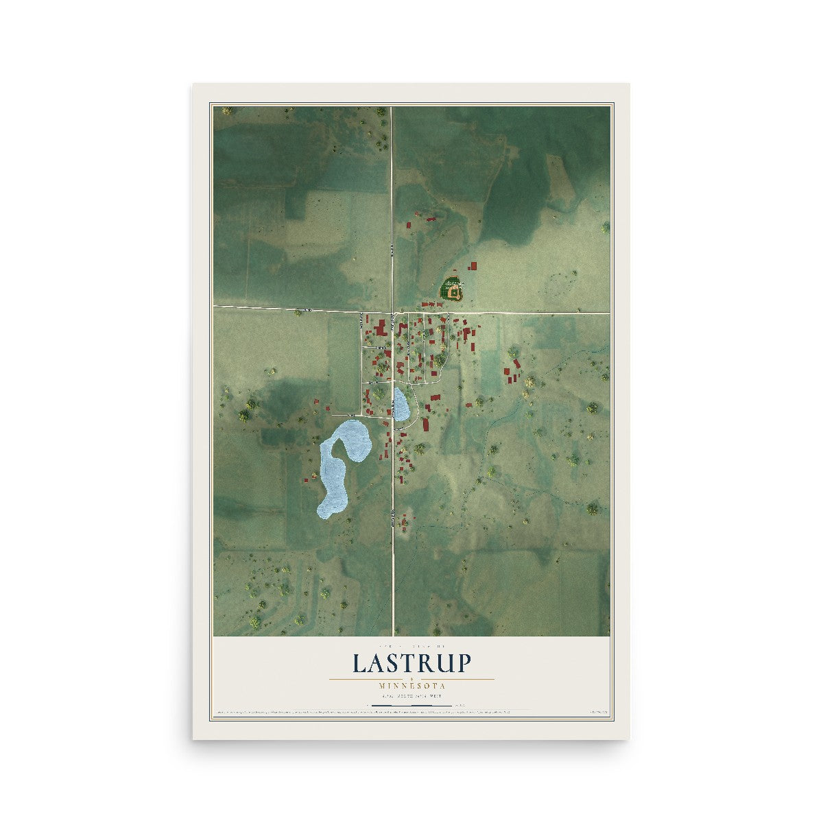 Map of Lastrup, Minnesota, 12 x 18 inch unframed archival matte print