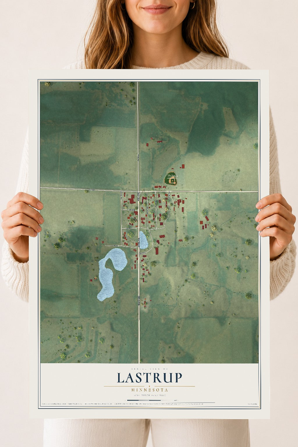 Map of Lastrup, Minnesota, 18 x 24 inch unframed archival matte print