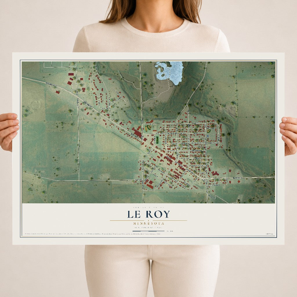 Map of Le Roy, Minnesota, 18 x 24 inch unframed archival matte print