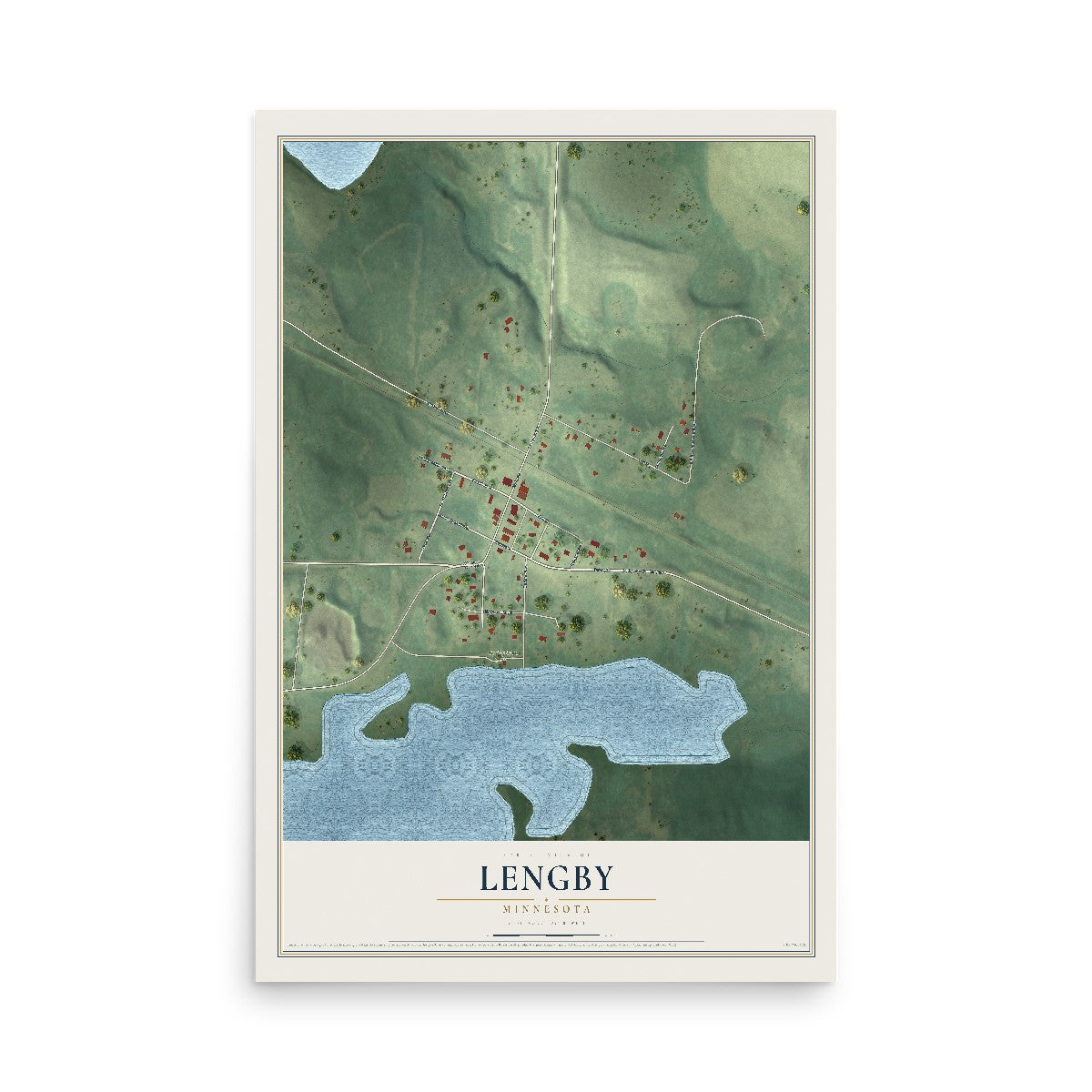 Map of Lengby, Minnesota, 12 x 18 inch unframed archival matte print