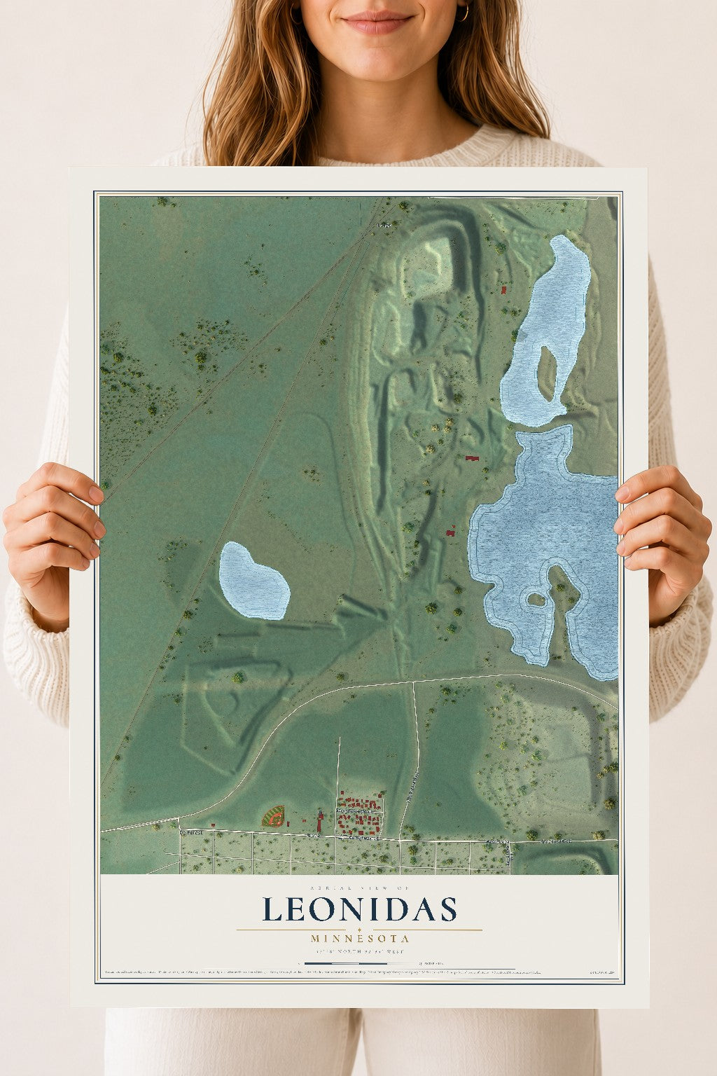 Map of Leonidas, Minnesota, 18 x 24 inch unframed archival matte print