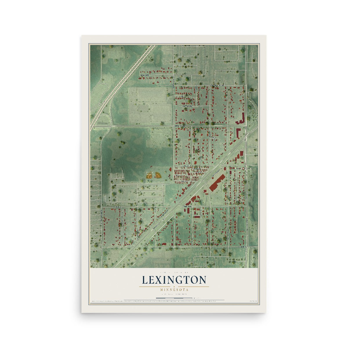 Map of Lexington, Minnesota, 12 x 18 inch unframed archival matte print