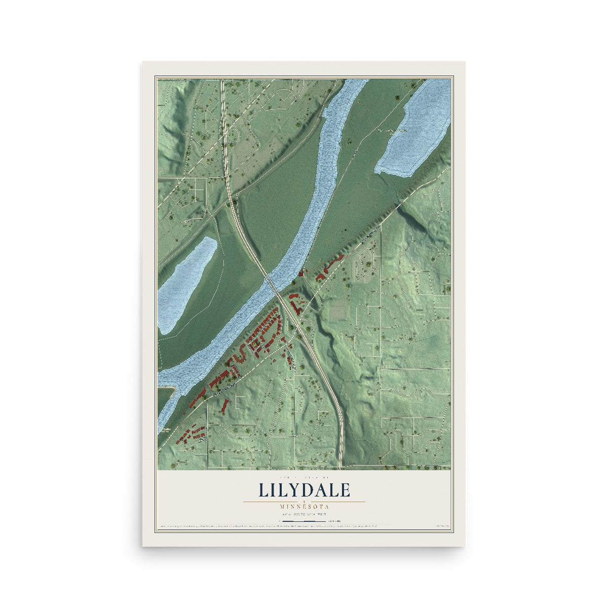 Map of Lilydale, Minnesota, 12 x 18 inch unframed archival matte print