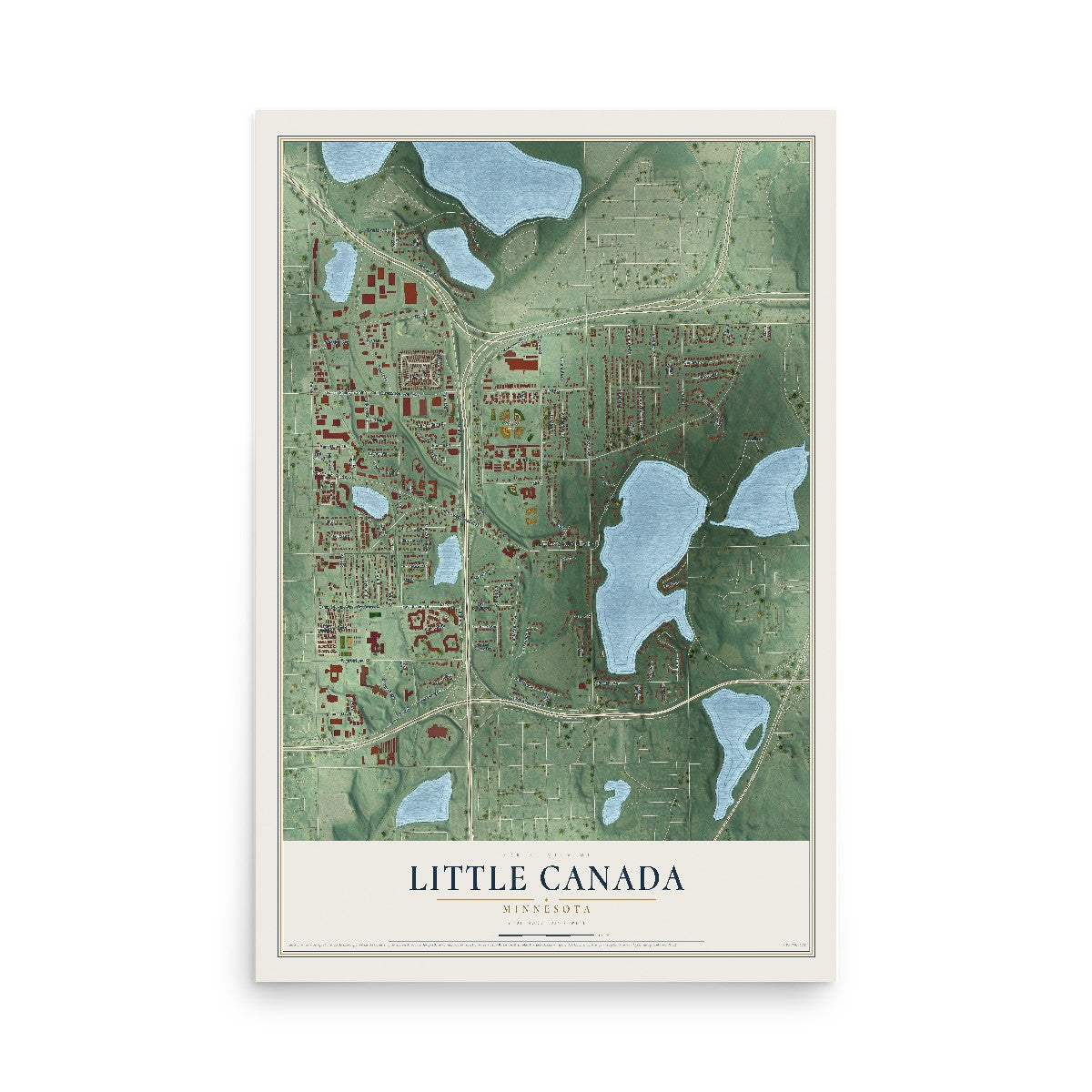 Map of Little Canada, Minnesota, 12 x 18 inch unframed archival matte print