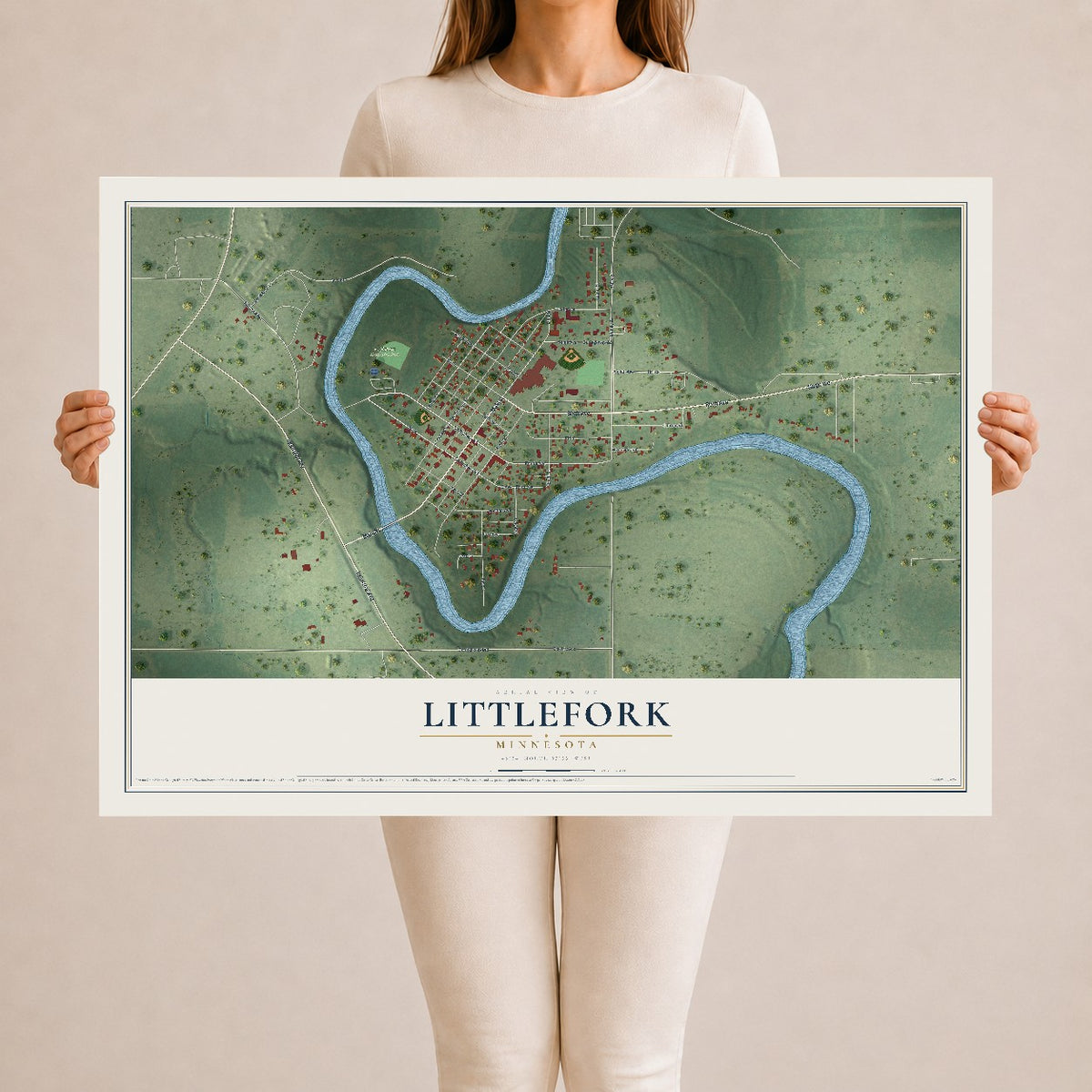 Map of Littlefork, Minnesota, 24 x 36 inch unframed archival matte print
