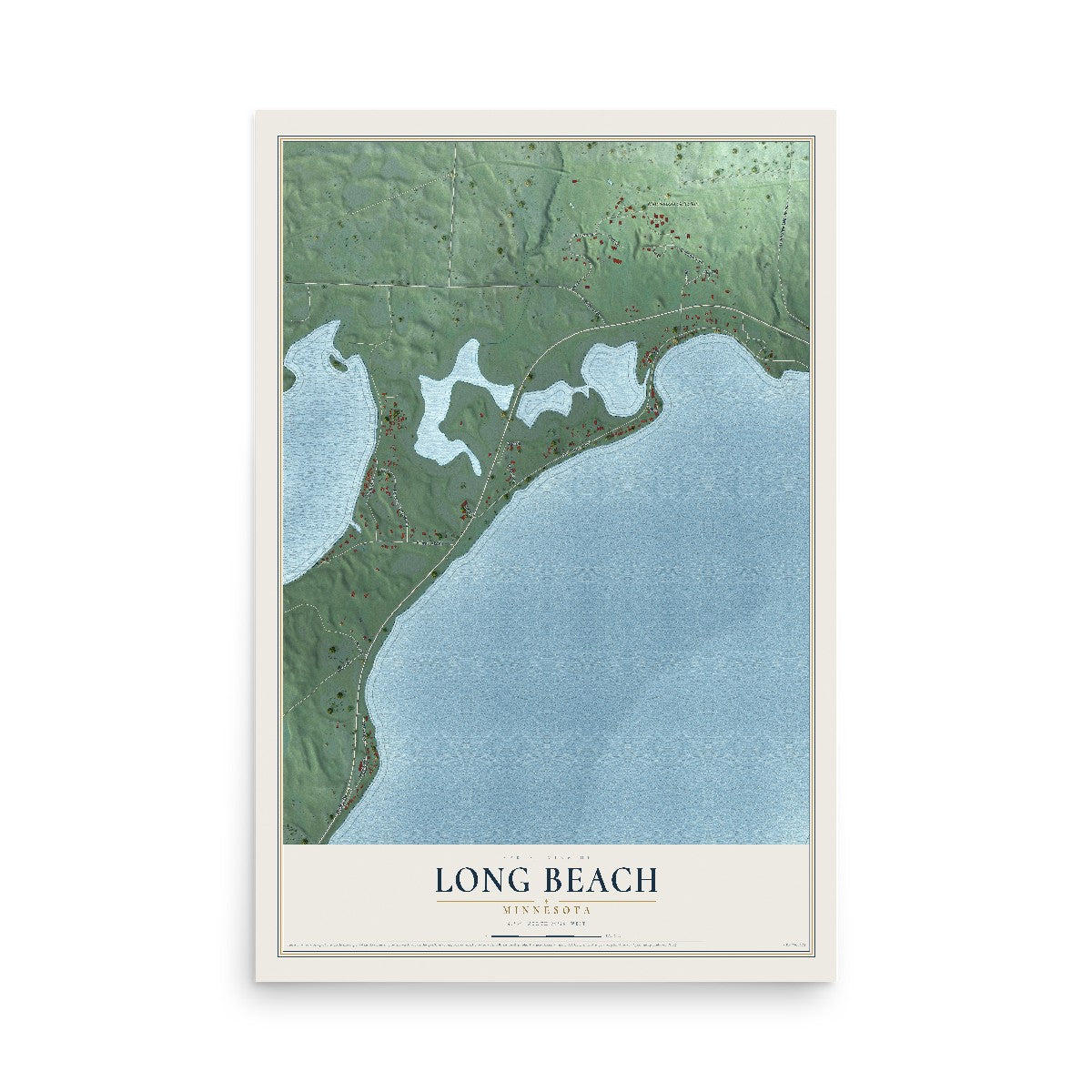 Map of Long Beach, Minnesota, 12 x 18 inch unframed archival matte print
