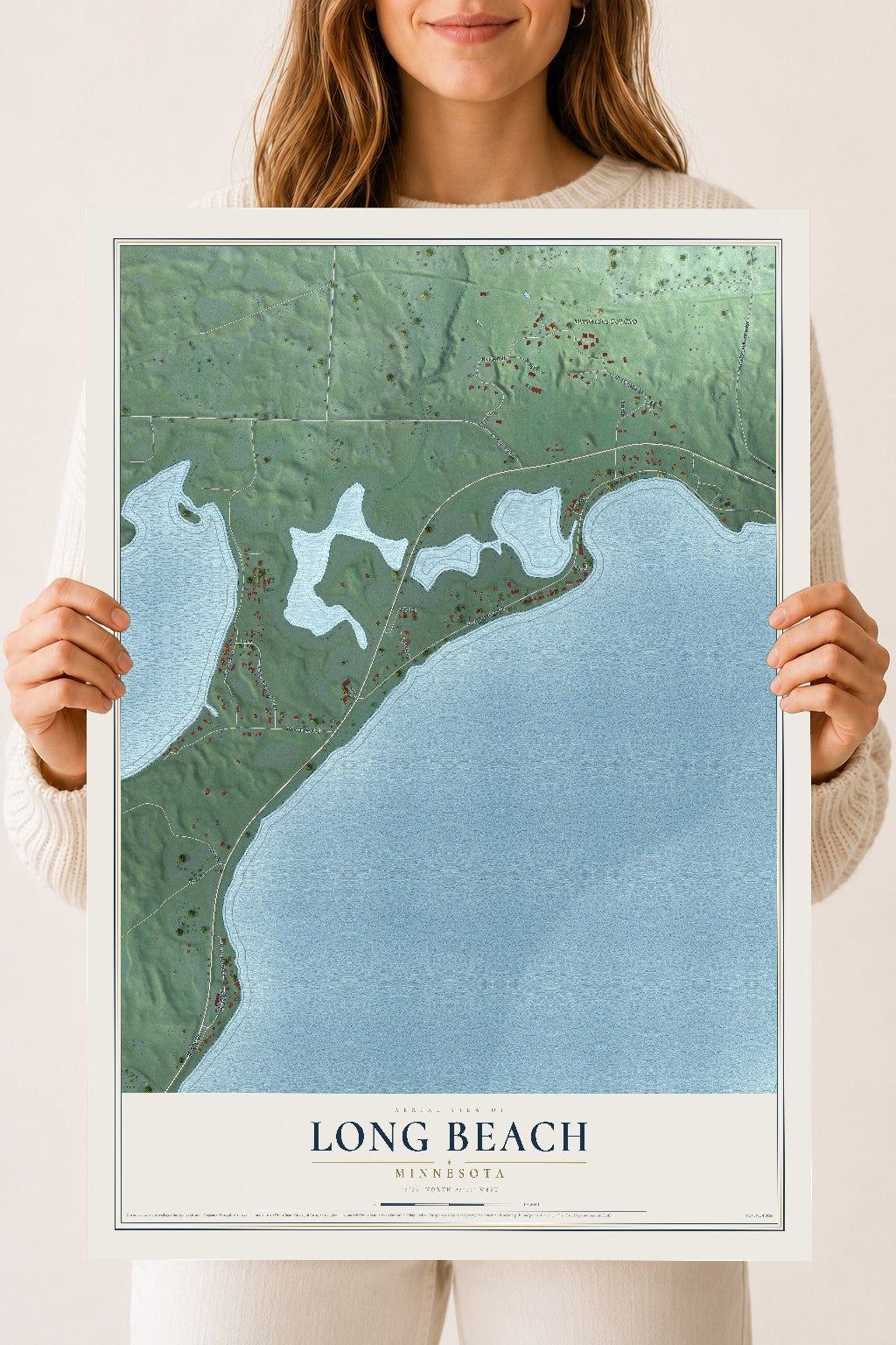 Map of Long Beach, Minnesota, 18 x 24 inch unframed archival matte print