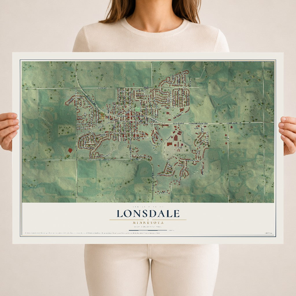 Map of Lonsdale, Minnesota, 18 x 24 inch unframed archival matte print