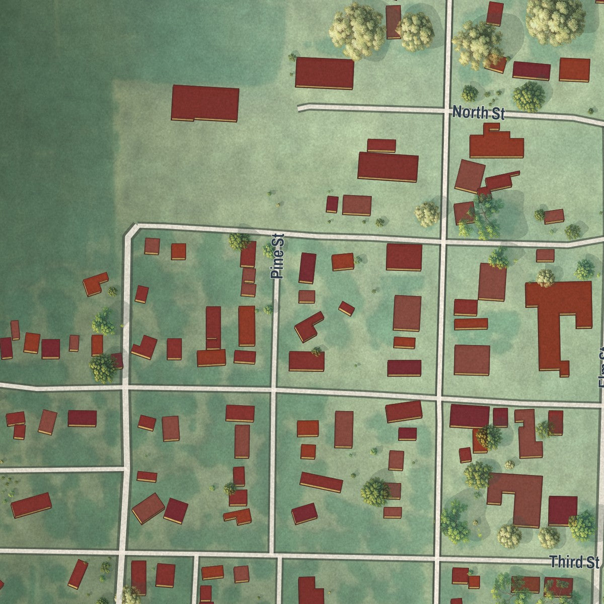 Close-up of the map of Lucan, Minnesota print showing street and building detail